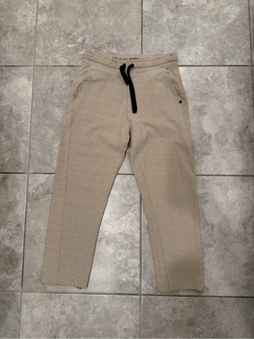 Asics Beige cotton Jogger Pants with Black Drawstring